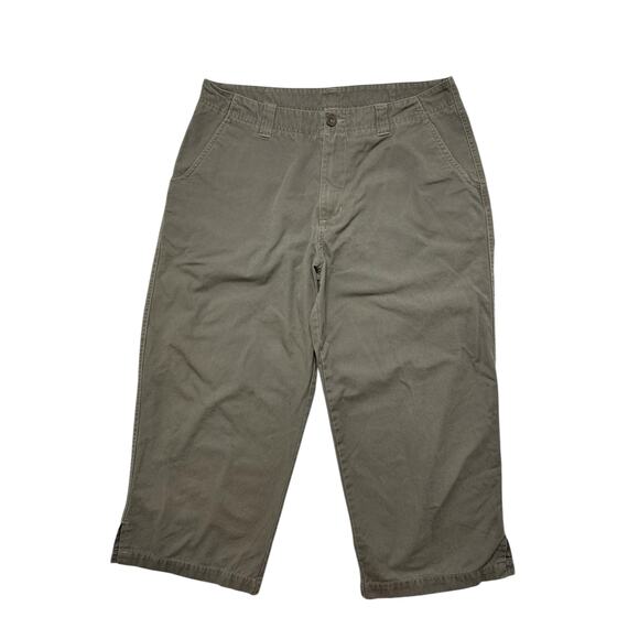 Royal Robbins Pants - ROYAL ROBBINS Warm Gray Cotton Canvas Wide Leg Crop Pants Size 12 Womens